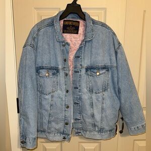 Vintage distressed Light Blue Denim Jacket - lined